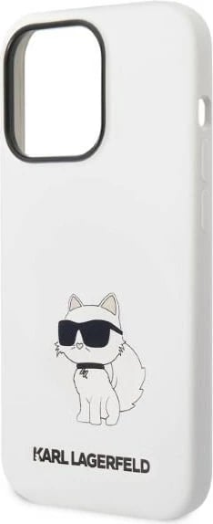 Mbështjellës Karl Lagerfeld KLHMP14XSNCHBCH për iPhone 14 Pro Max 6.7", silikon, MagSafe, Bardhë