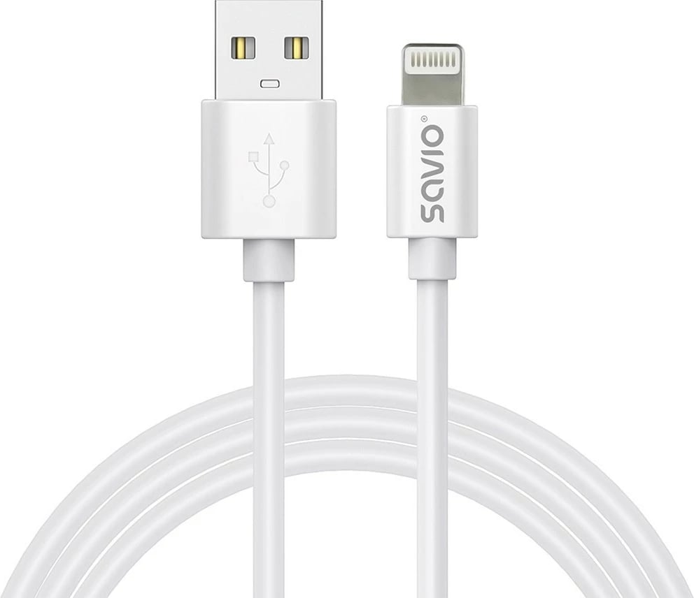 Kabllo USB-A në Lightning Savio CL-192, 1m, Bardhë