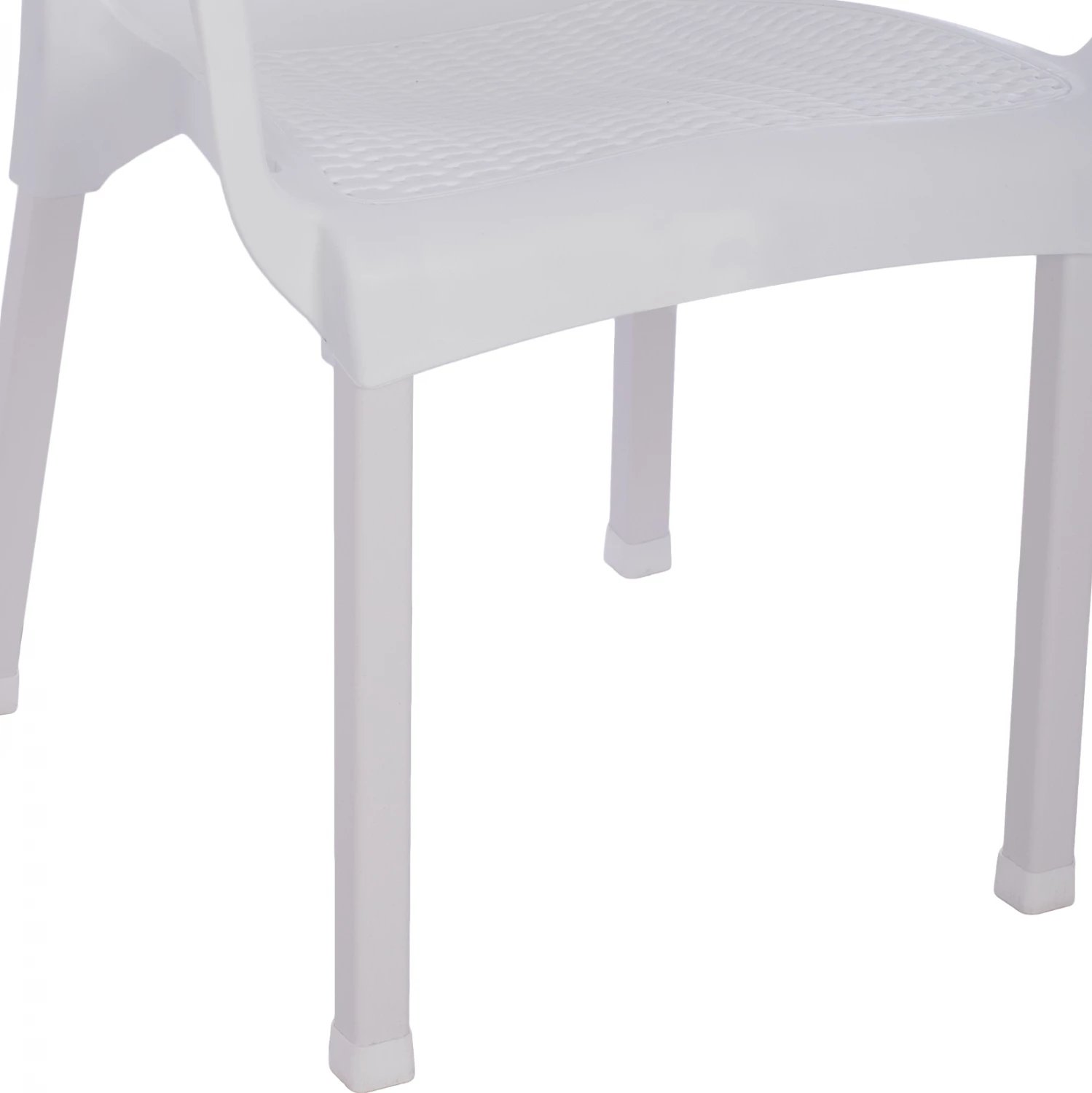 Karrige e bardhë polipropileni rattan, këmbë alumini, FH5591.01, 60x60x82 cm