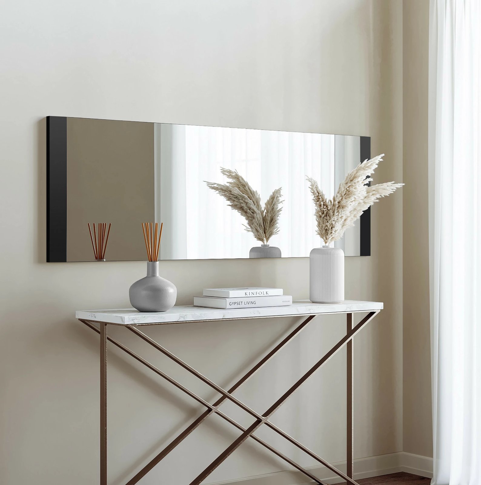 Pasqyrë Hanah Home, dekorative, ngjyrë e zezë, 40x120cm