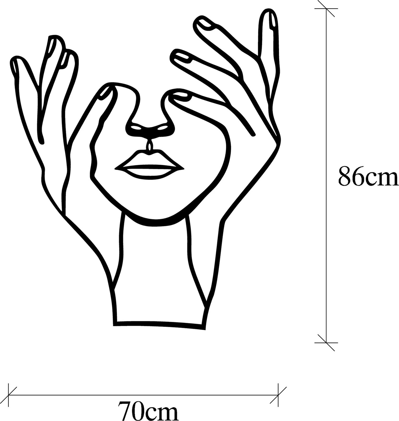 Aksesor dekorativ metalik për mur Wallity, fytyrë me duar