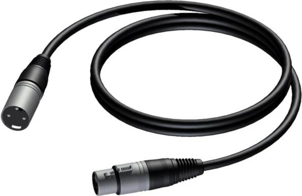 Kabllo audio PROCAB CAB901/0.5, XLR mashkull në XLR femër, 0.5m, e zezë