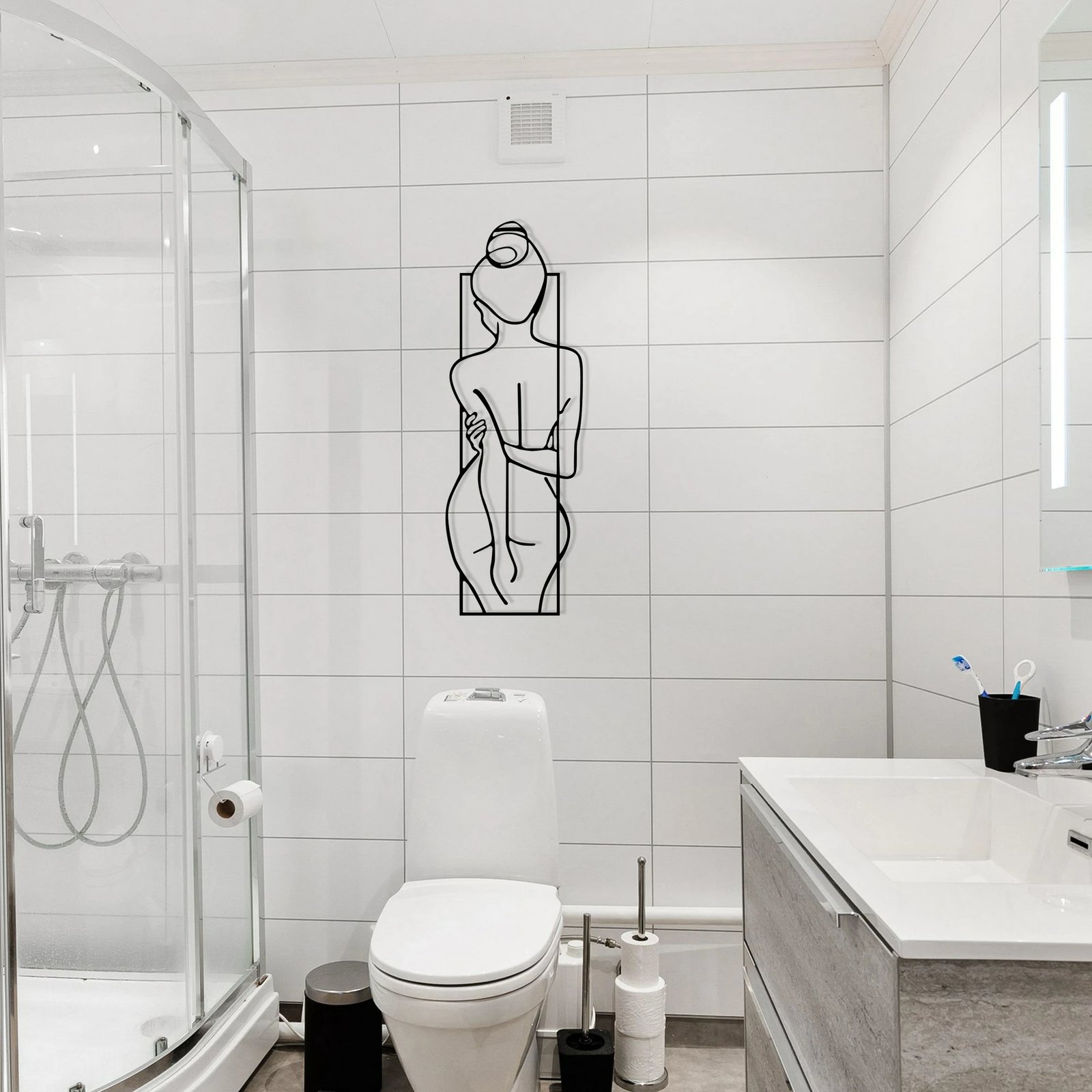 Aksesor dekorativ metalik për mur, pozë femre, Wallity