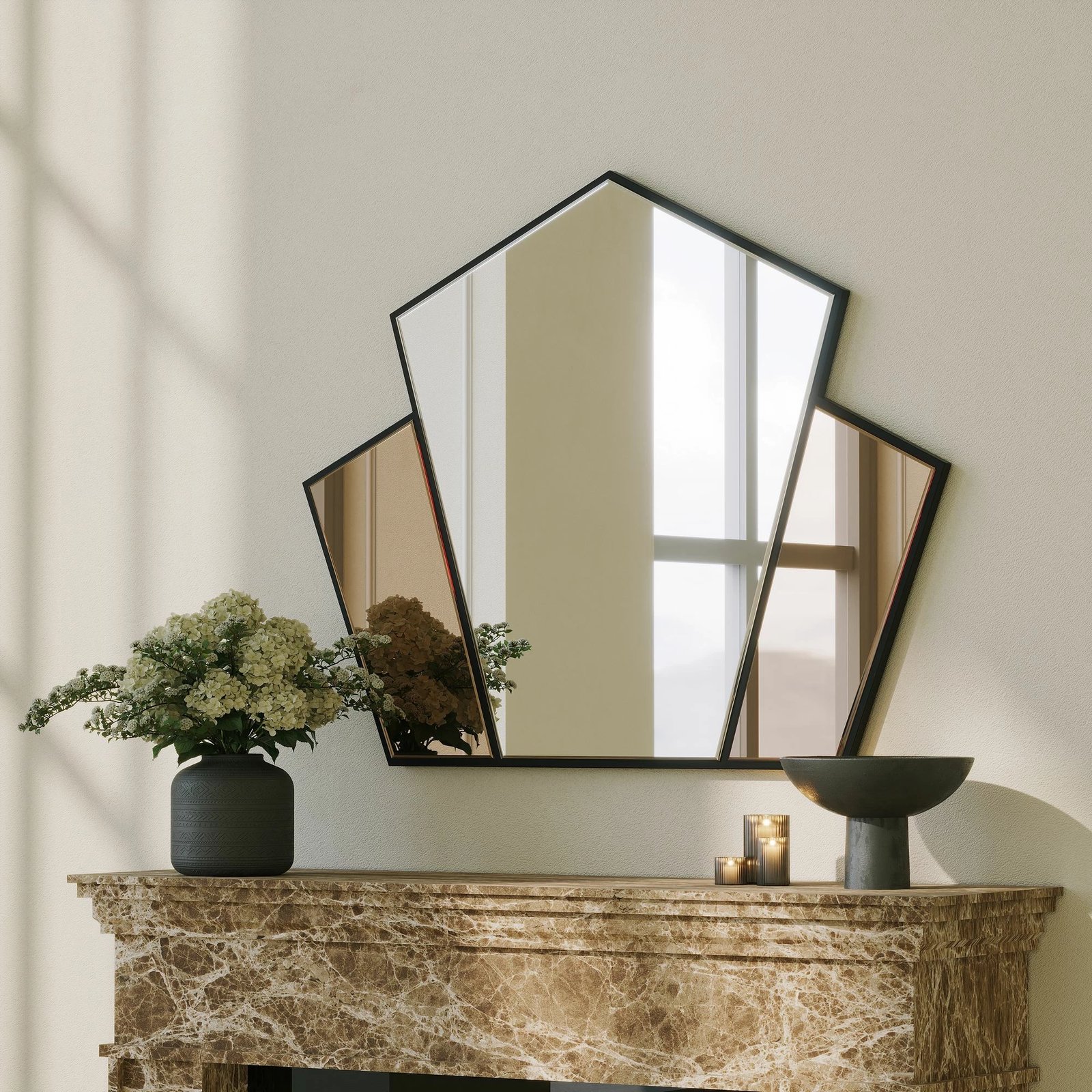 Pasqyrë dekorative Skye Decor, Selfish, ngjyrë argjendi dhe bronzi