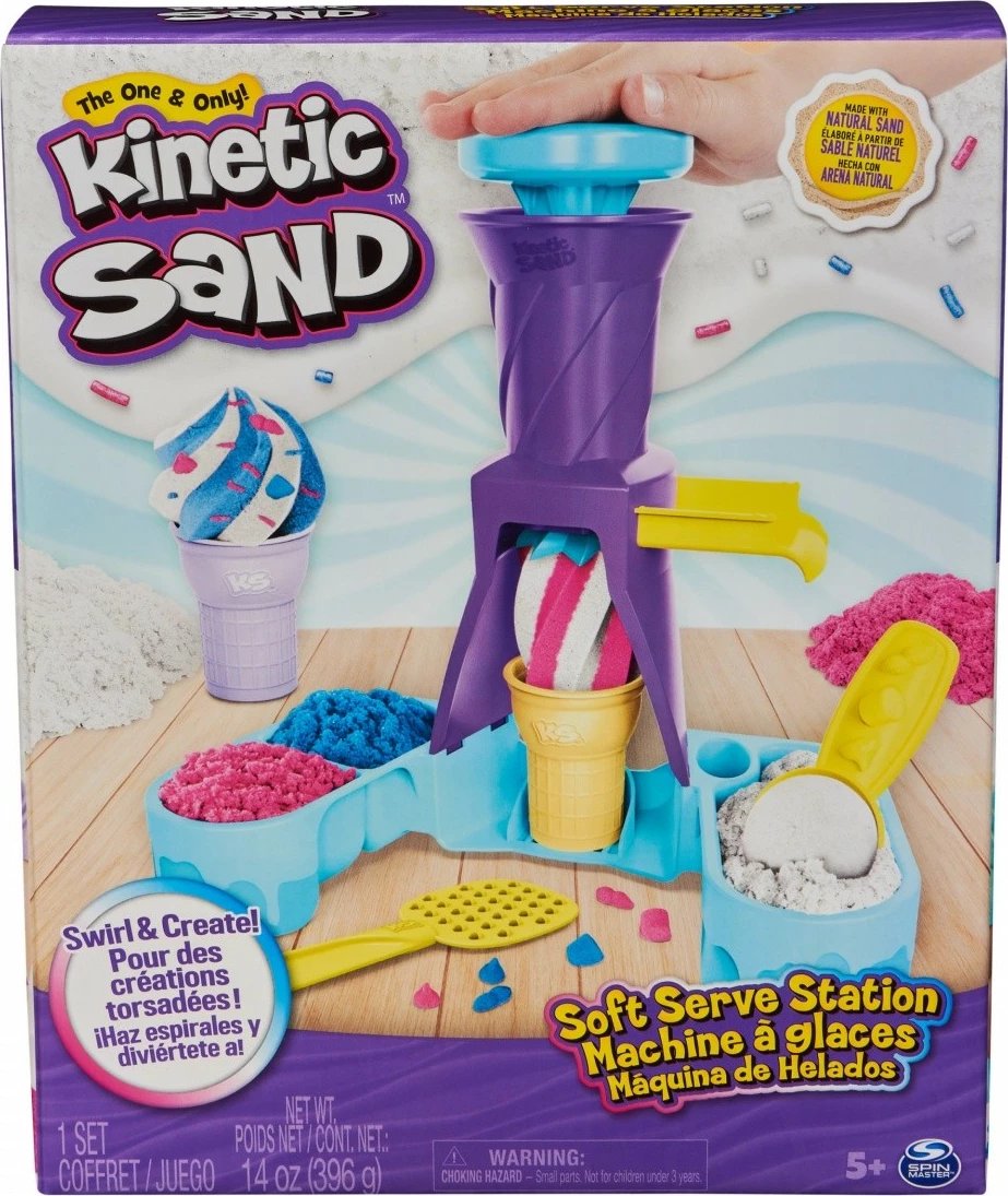 Set lodrash Kinetic Sand Spin Master Ice Cream Factory, 396g, 3 ngjyra