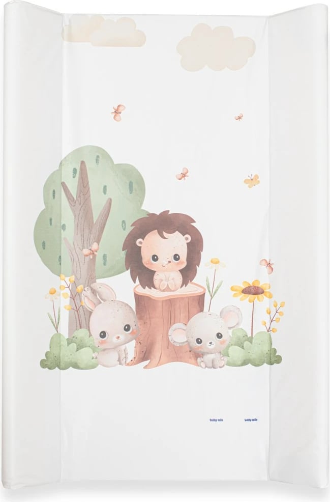 Jastëk ndërrimi bebe, Baby Mix, Forest Animals, 47x70 cm, me përforcim dhe ndalesa kundër rrëshqitjes, i bardhë