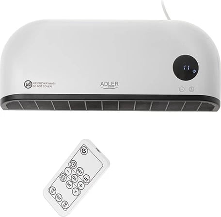 Perde ajri me LED, Adler AD 7751, element qeramik, 1000/2000W, telekomandë dhe programues, e bardhë
