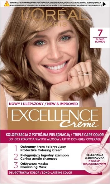 Ngjyrë për flokë për femra L'Oreal Paris Excellence Creme 7 Blond, 1 copë