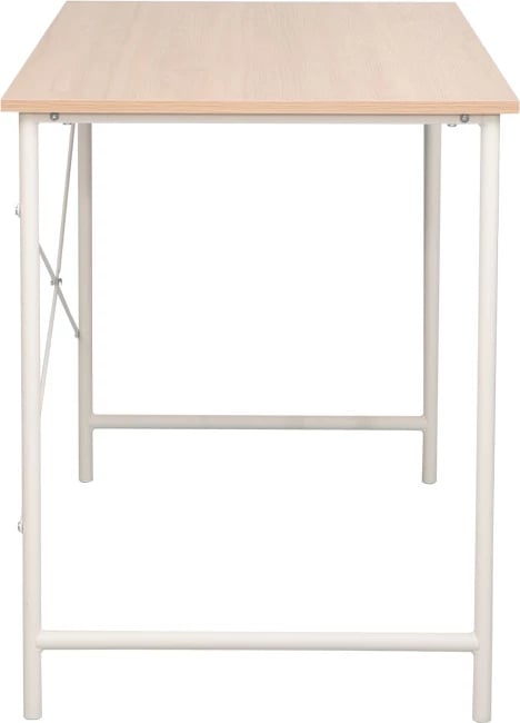 Tavolinë pune Senzia, ngjyrë natyrale, kornizë metalike e bardhë, 120x60x75cm