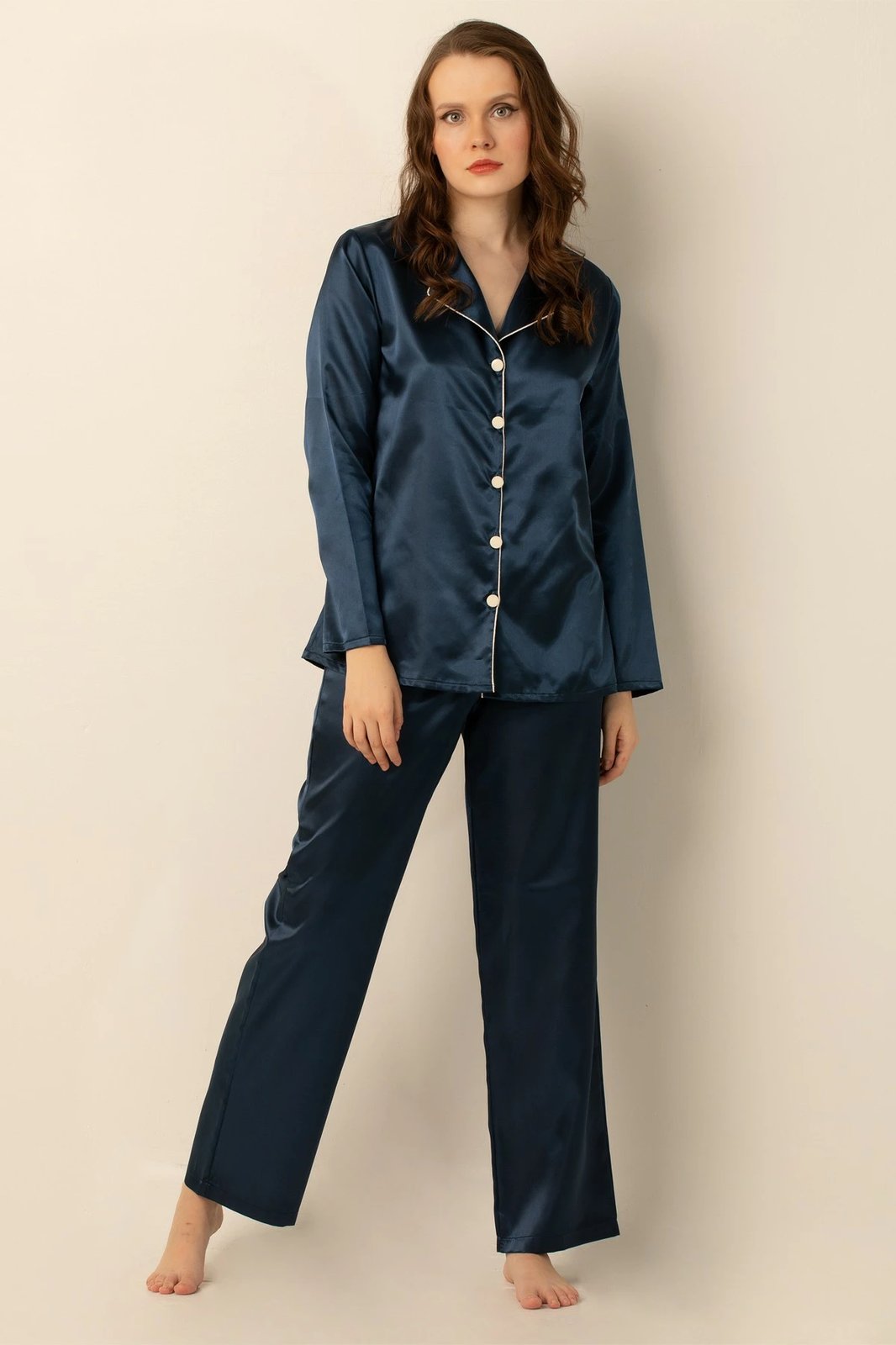 Set pizhamash për gra, ngjyrë e kaltër e errët, Jumeon, 002-000905