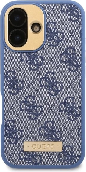 Mbështjellës Guess 4G Logo Plate MagSafe për iPhone 16 Plus, Blu