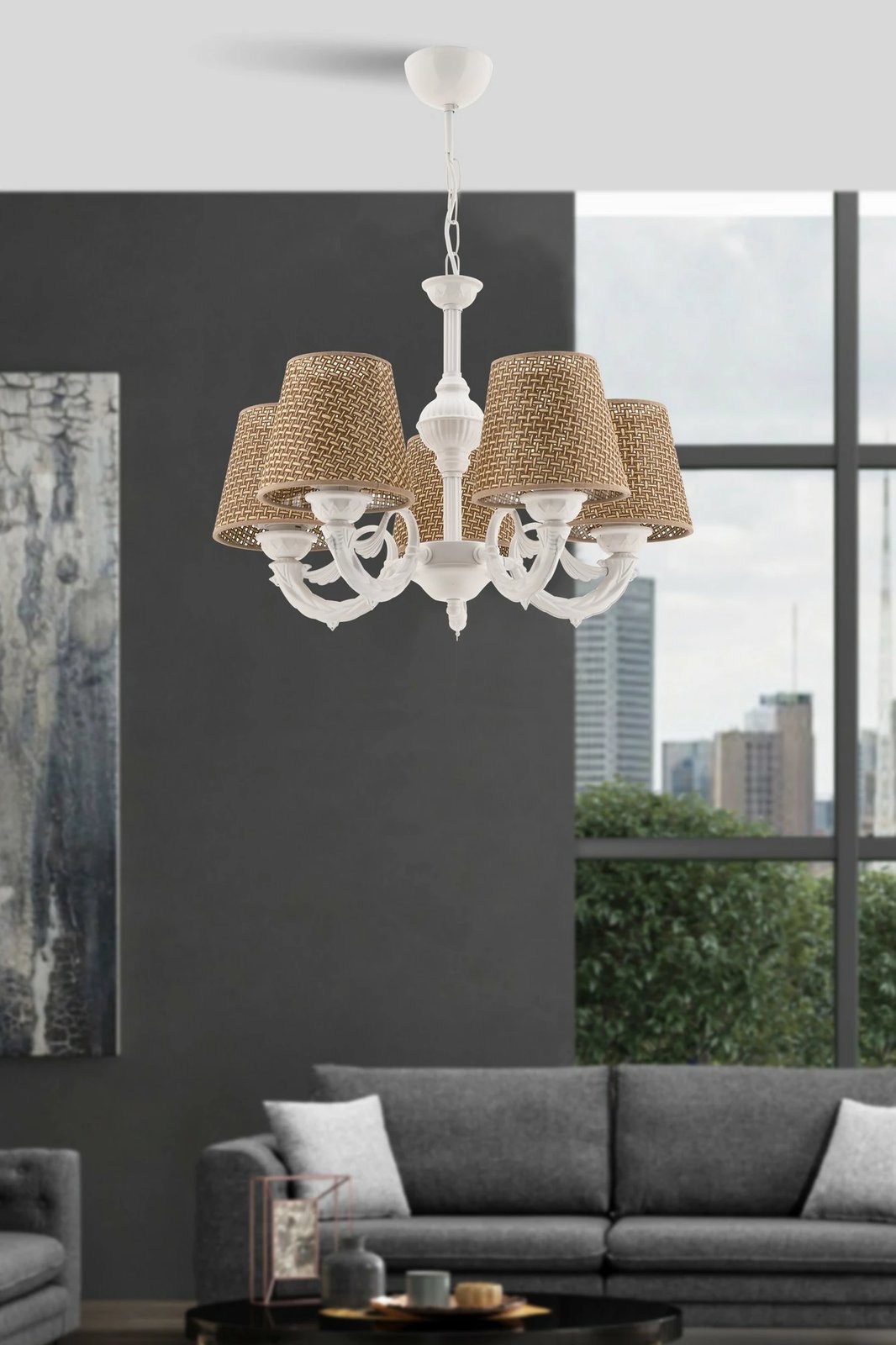 Llambë tavani Opviq Fiona Hazeran, natyrale, e bardhë