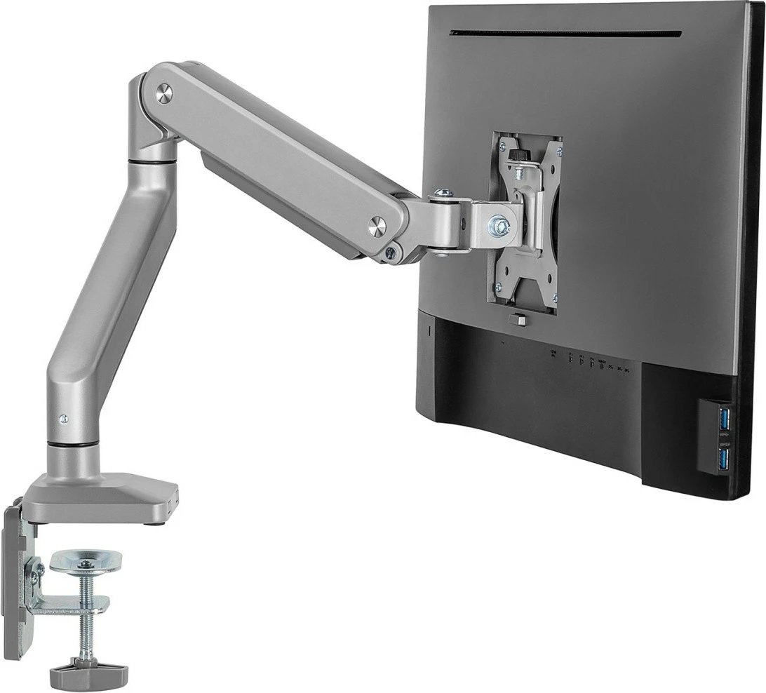 Mbajtës tavoline për monitor Maclean Ergo Office ER-447, 17-32", alumini, argjendtë