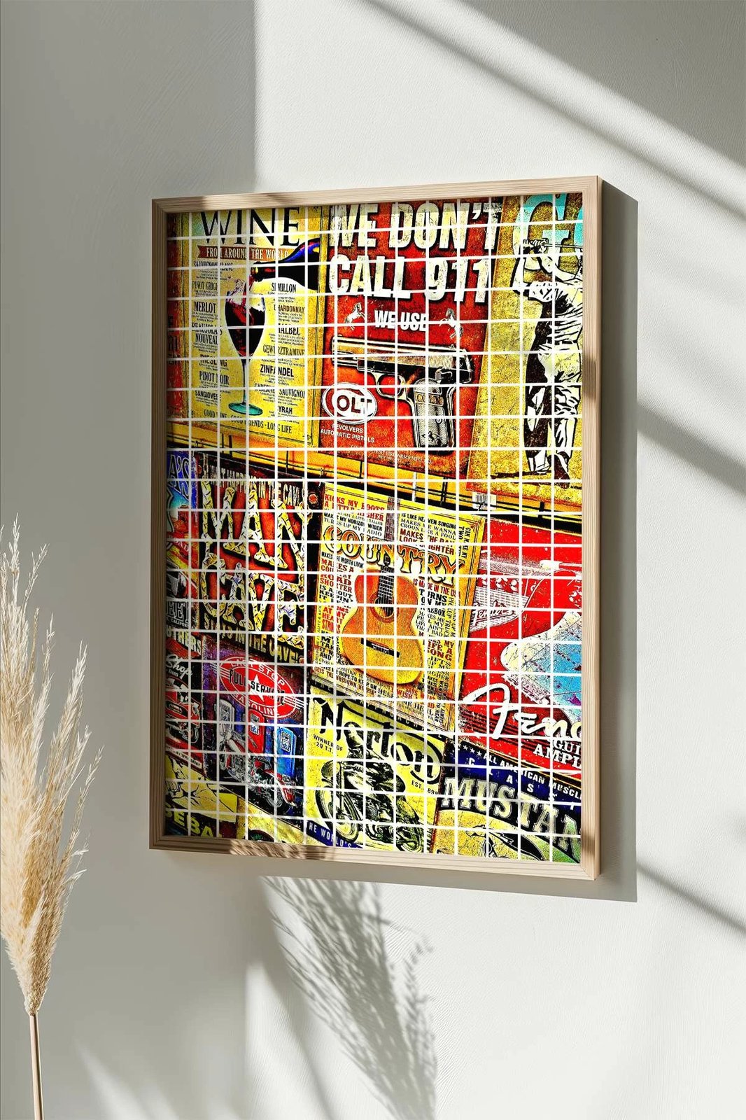 Pikturë dekorative me kornizë, Popkare13, shumëngjyrëshe, Wallity, 33x48cm