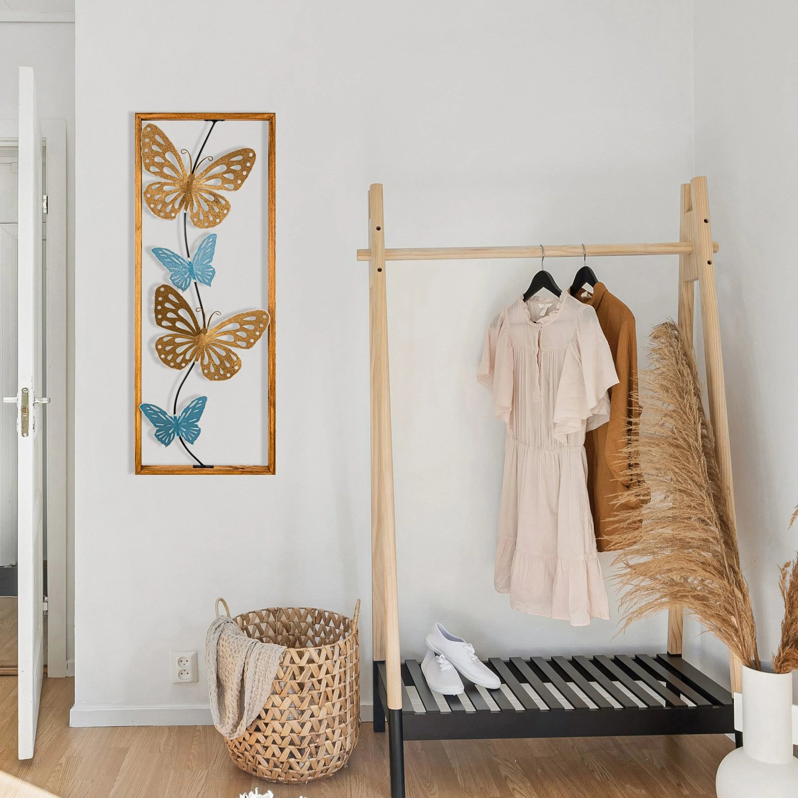 Aksesor dekorativ metalik për mur, Wallity Nayino, shumëngjyrësh, 34x4x90cm