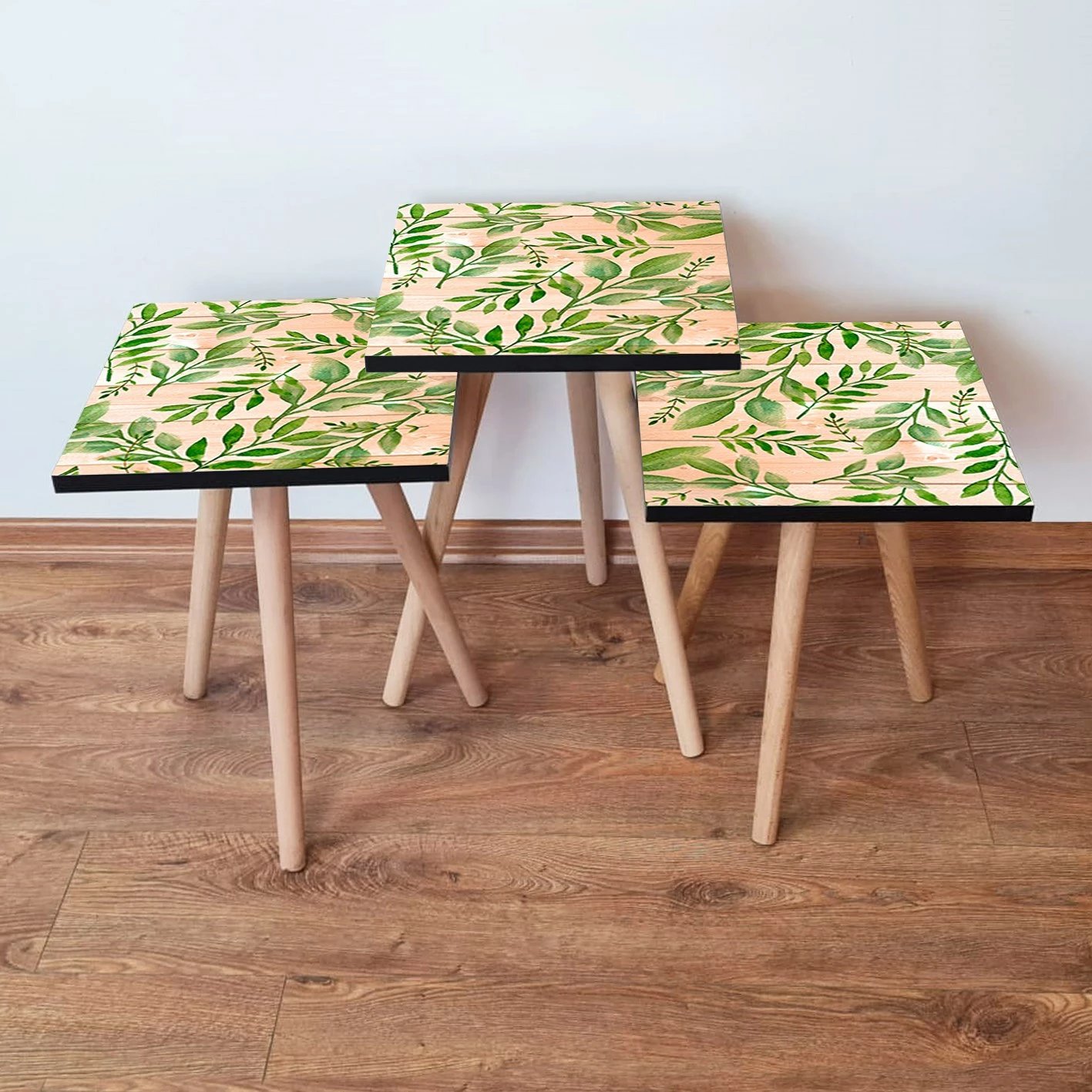 Set tavolinash të vendosshme, 3 copë, Skye Decor, salmon dhe e gjelbër, 3Shp261