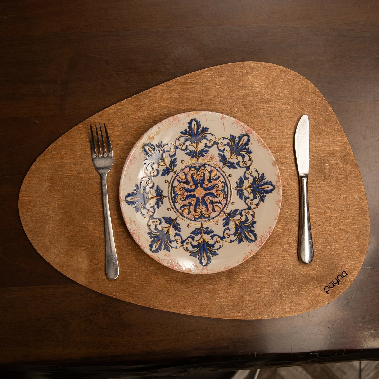 Set nënshtrues tavoline prej druri, 4 copë, Hermia, dardhë - arre