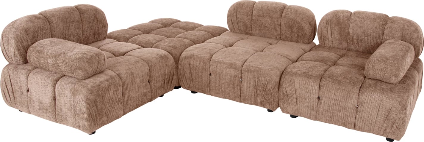 Divan polimorfik SHIFTER FH6073.01, pëlhurë me teksturë, ngjyrë kafe e çelur, 290x196x76H cm