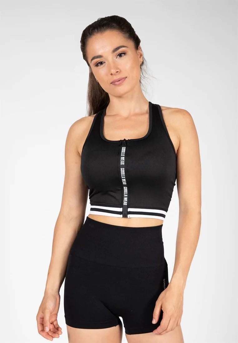 Mesa Zip Front Crop Top - Black 