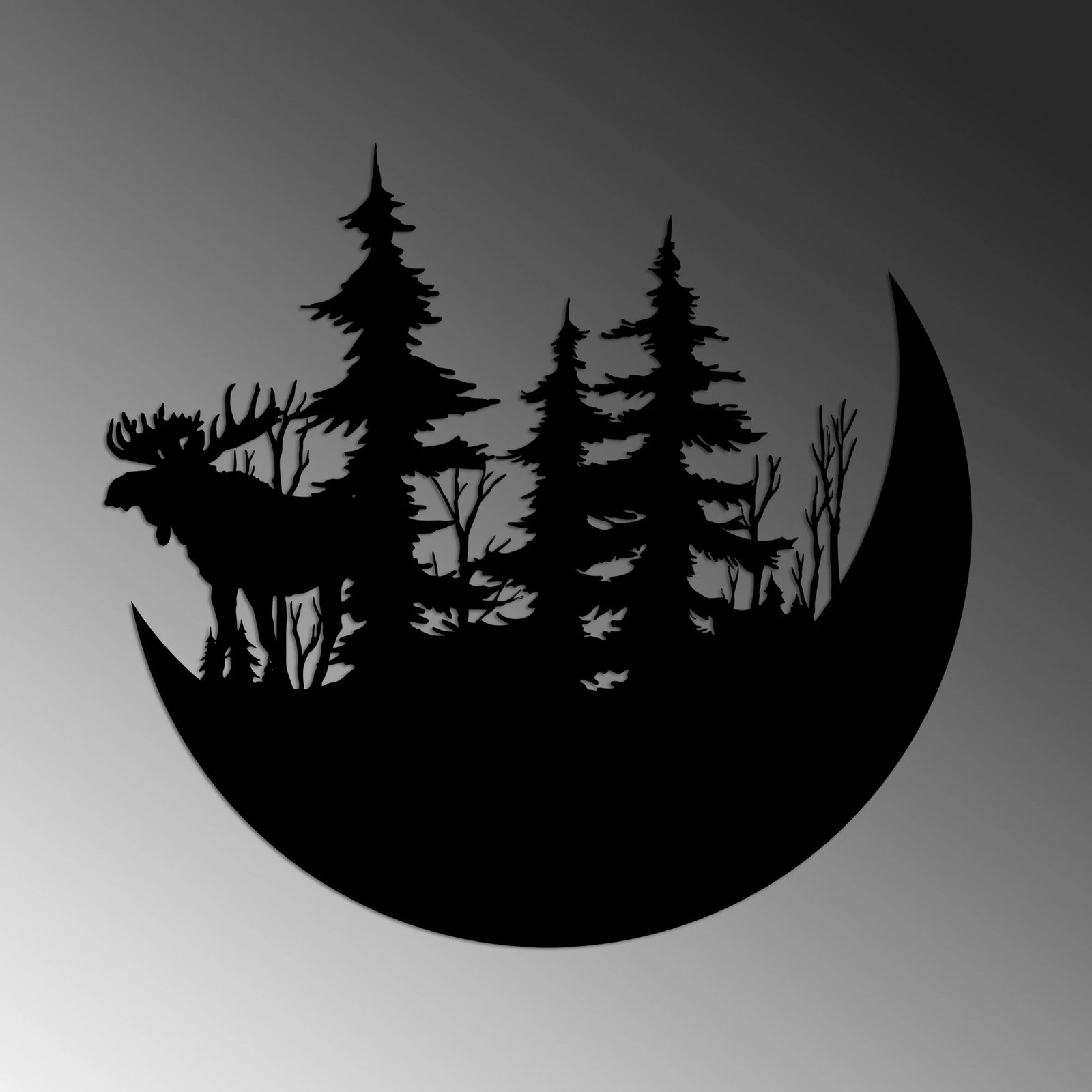 Aksesor dekorativ metalik për mur, Wallity, Wild Nature 2, i zi, 50x46cm