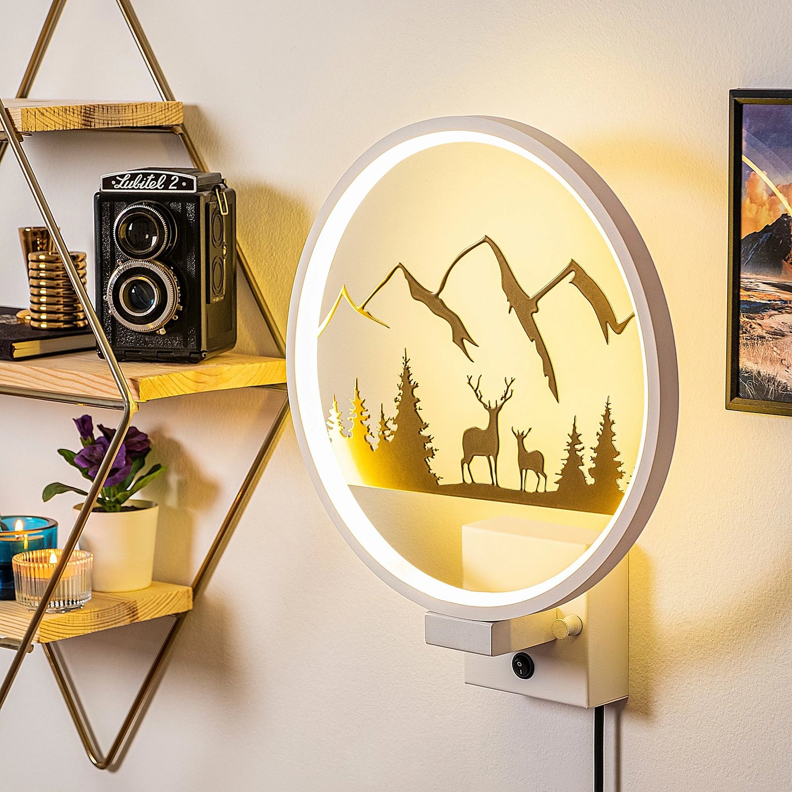 Llambë muri dekorative Opviq, XMAS25, ngjyrë e bardhë dhe ari