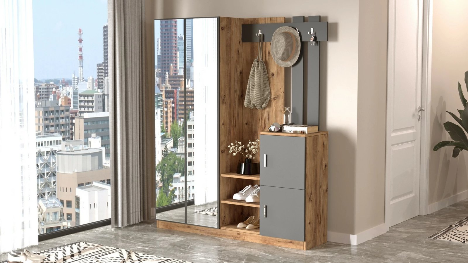 Stendë korridori Skye Decor, ngjyrë pishë Atlantike dhe antracit, Dd8-Aa