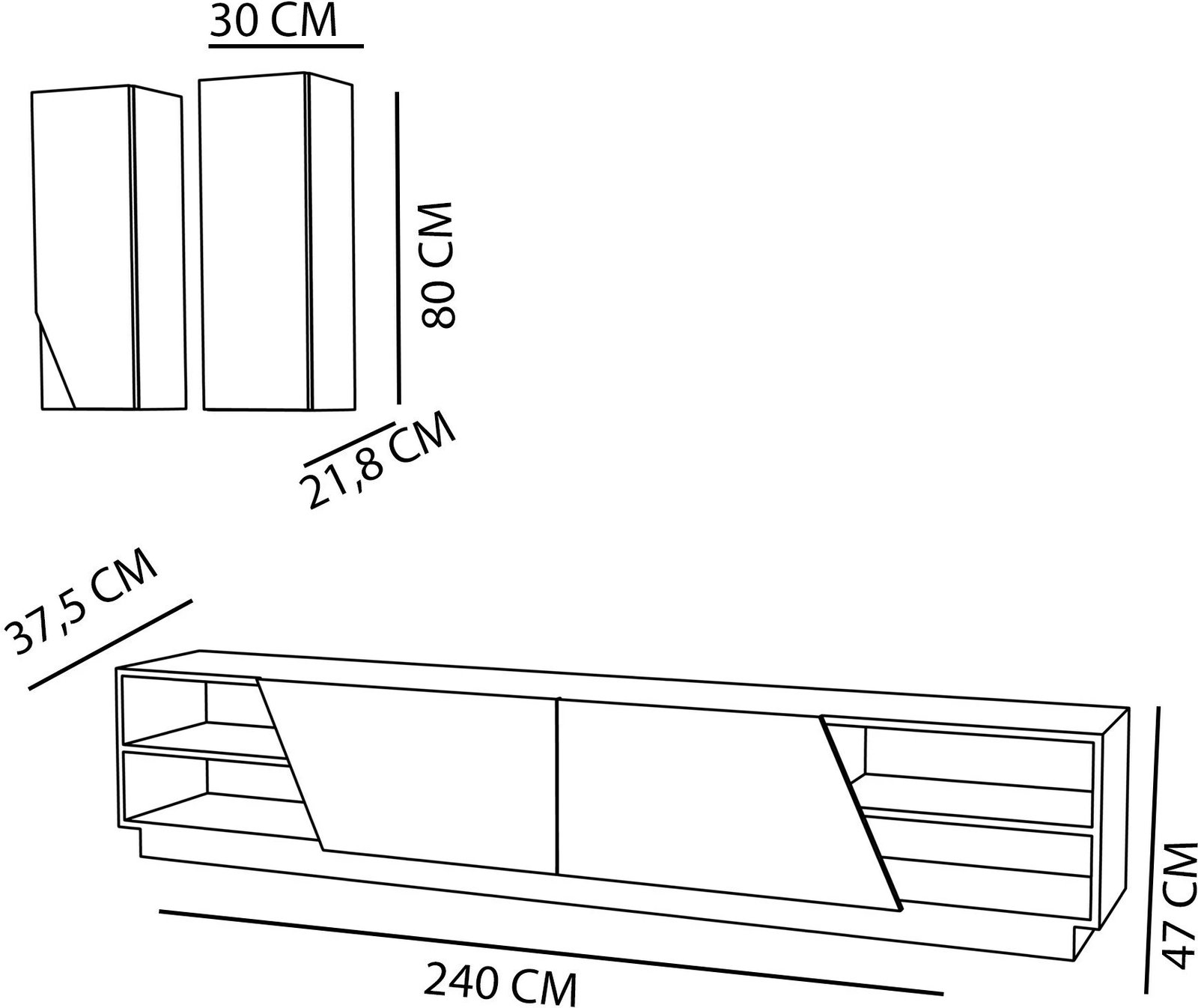 Komodë TV Hanah Home, ngjyrë zebra - e bardhë, teak