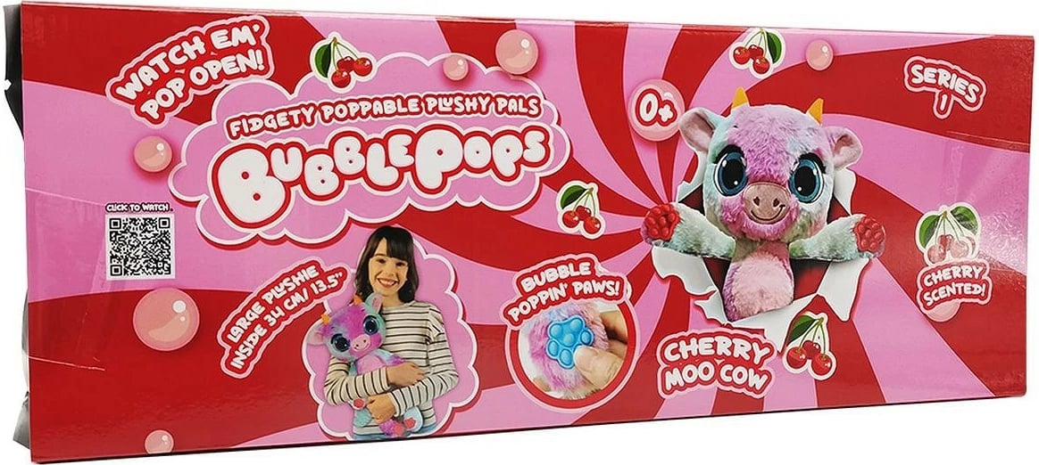 lodër pelushi aromatike Bubble Pops Cherry Moo Cow PT-2312004/10 34 cm, shumëngjyrëshe