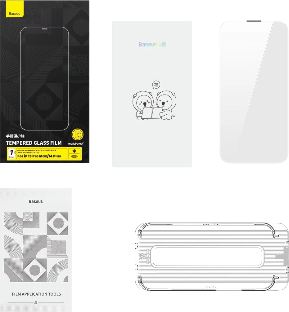 Xham i temperuar Baseus për iPhone 14 Plus / 13 Pro Max, 0.4mm, me rrjetë për altoparlant, Transparent Xham i temperuar Baseus për iPhone 14 Plus / 13 Pro Max, 0.4mm, me rrjetë për altoparlant, Transparent