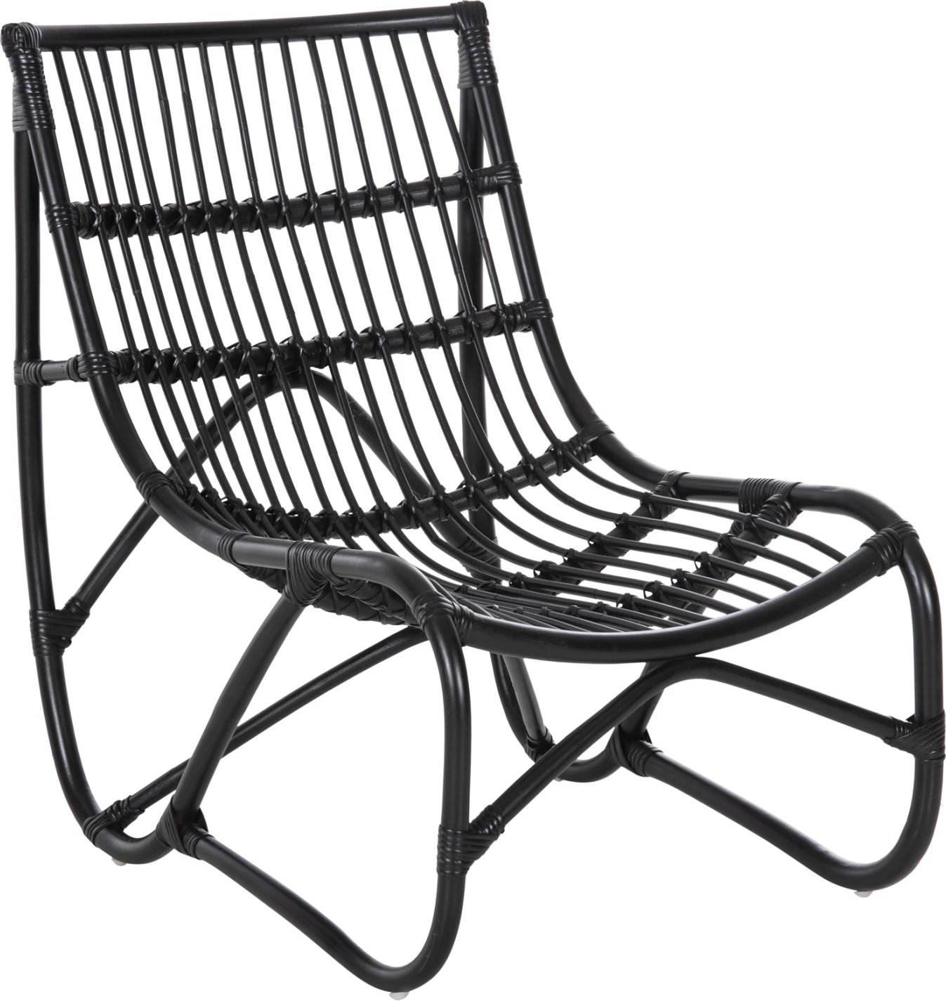 Karrige e jashtme GRINN, shkopinj Rattan, ngjyrë e zezë, 56.5x73.5x79.5H cm