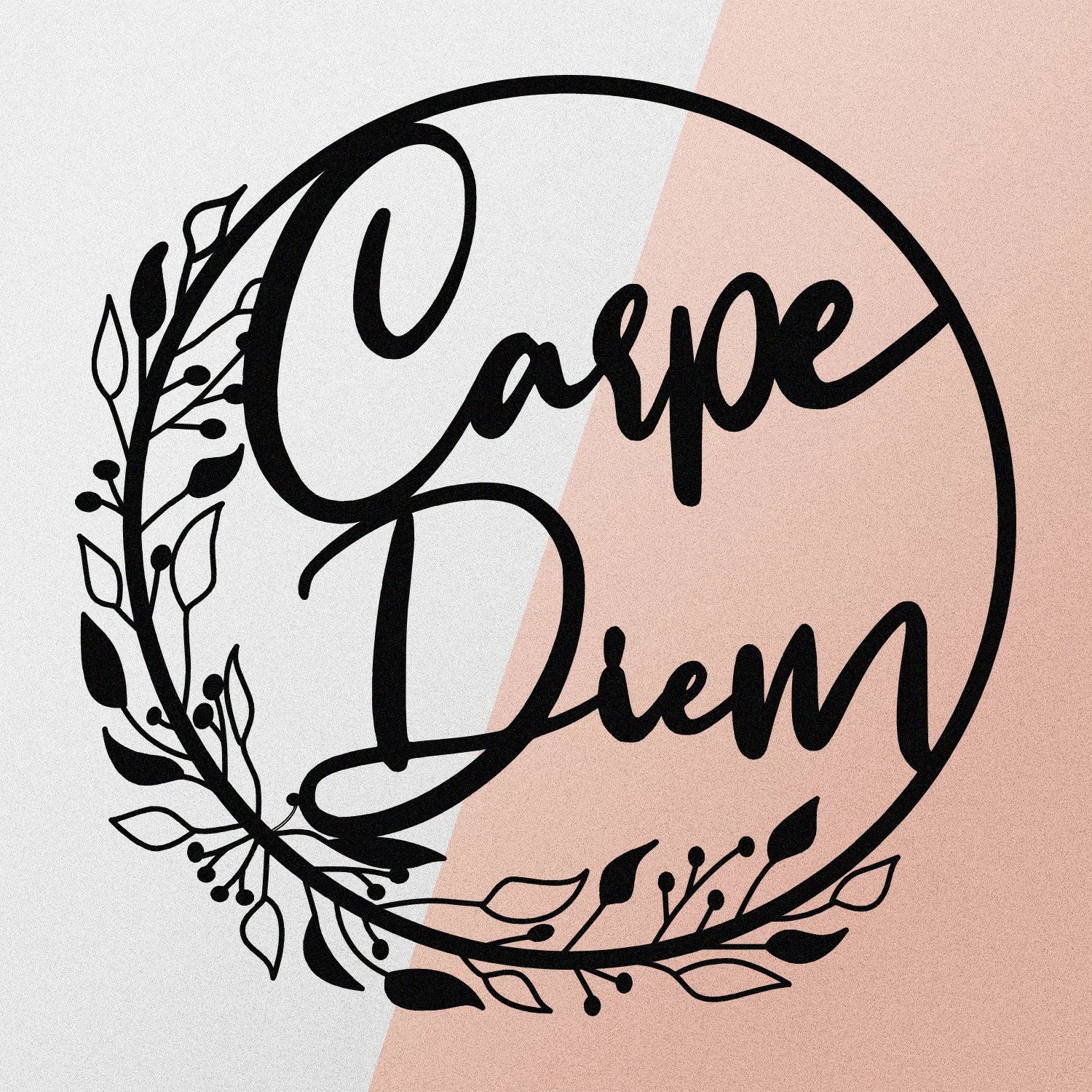 Aksesor dekorativ metalik për mur, Carpe Diem, Wallity, ngjyrë e zezë, 48x48cm