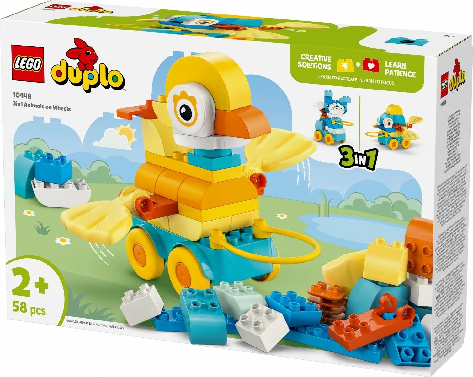 Set lodrash LEGO DUPLO 3 në 1 Kafshë me rrota, 58 pjesë, për fëmijë 2+ Set lodrash LEGO DUPLO 3 në 1 Kafshë me rrota, 58 pjesë, për fëmijë 2+