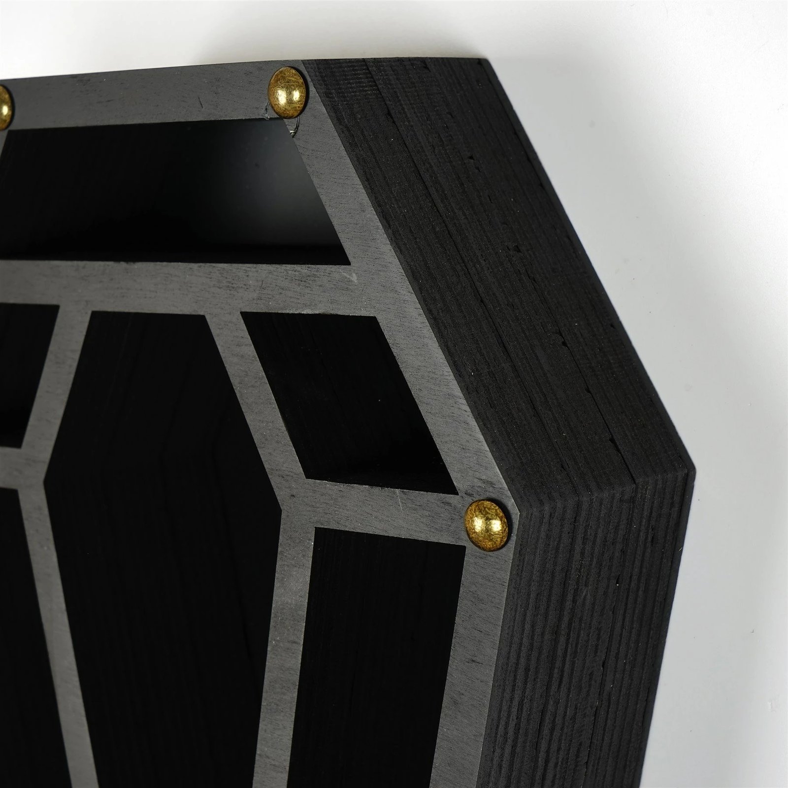 Raft dekorativ muri prej druri, ngjyrë e zezë, Skye Decor, Cry038