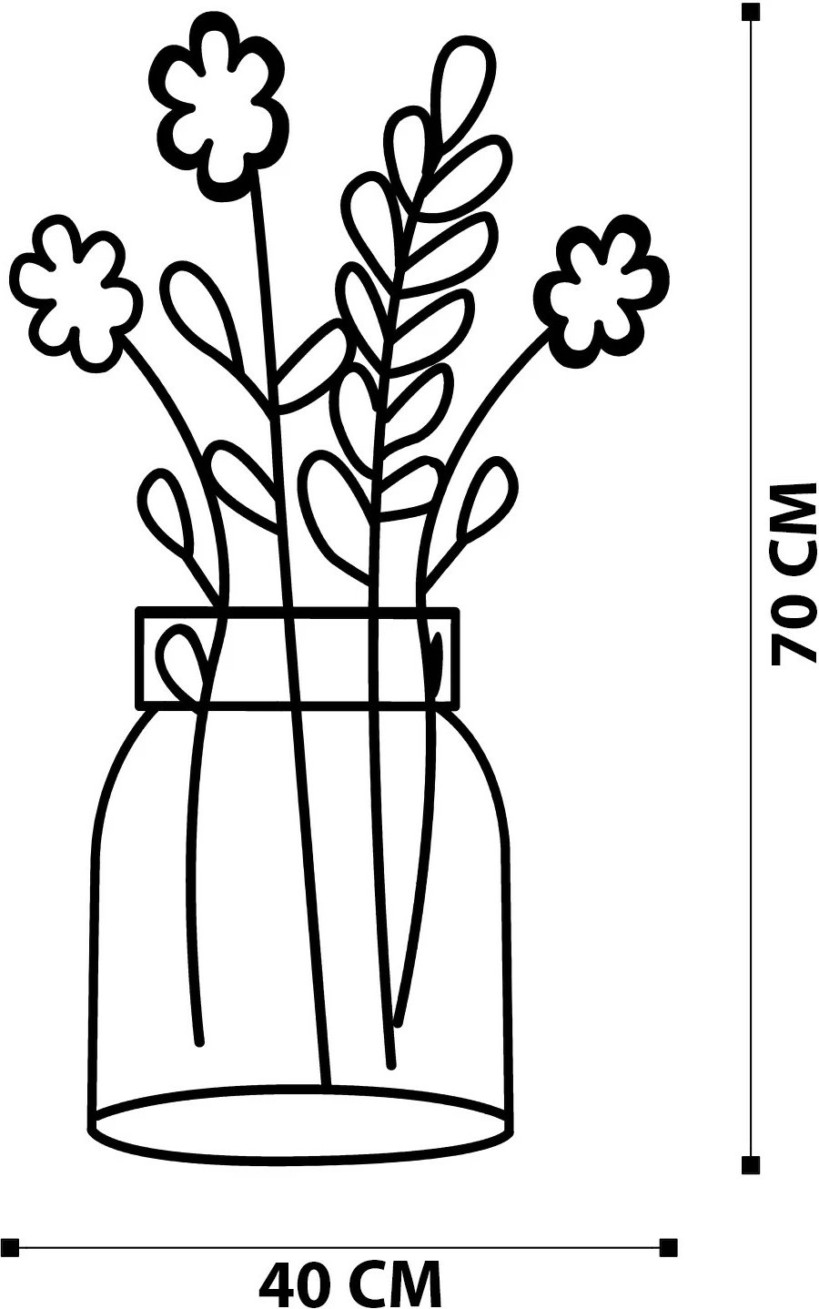 Aksesor dekorativ metalik për mur, lule, Wallity, 40x70cm