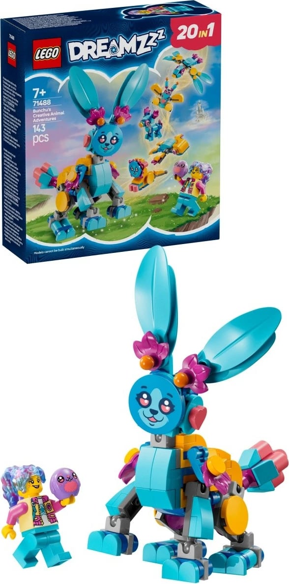 Set ndërtimi LEGO DREAMZzz 71488 Creative Animal Adventures of Bunchu, 143 pjesë