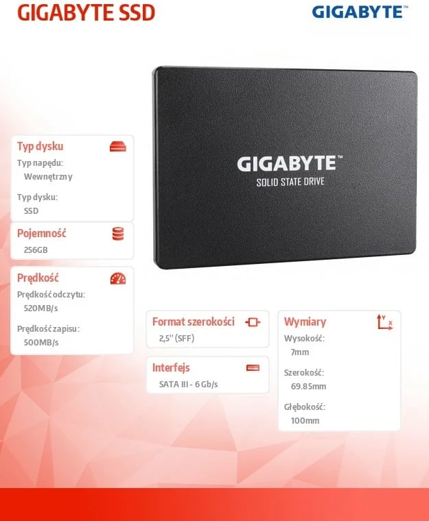 SSD Gigabyte GIGABYTE SSD GP-GSTFS31256GTND, 256GB, 2.5'' SATA III, i zi