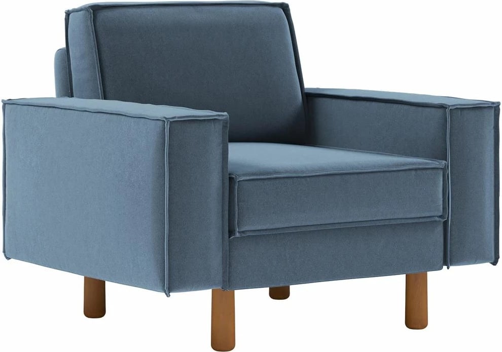 Karrige një vendëshe Atelier del Sofa, Ocean Blue, këmbë druri Walnut