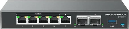 Switch Grandstream GCC6010 UC PoE, 5+2P, e zezë, argjend