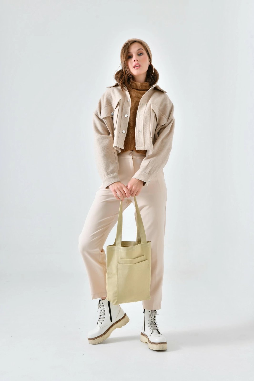 Çantë tote Zoozie Bags, 2118, bezhë, gabardinë