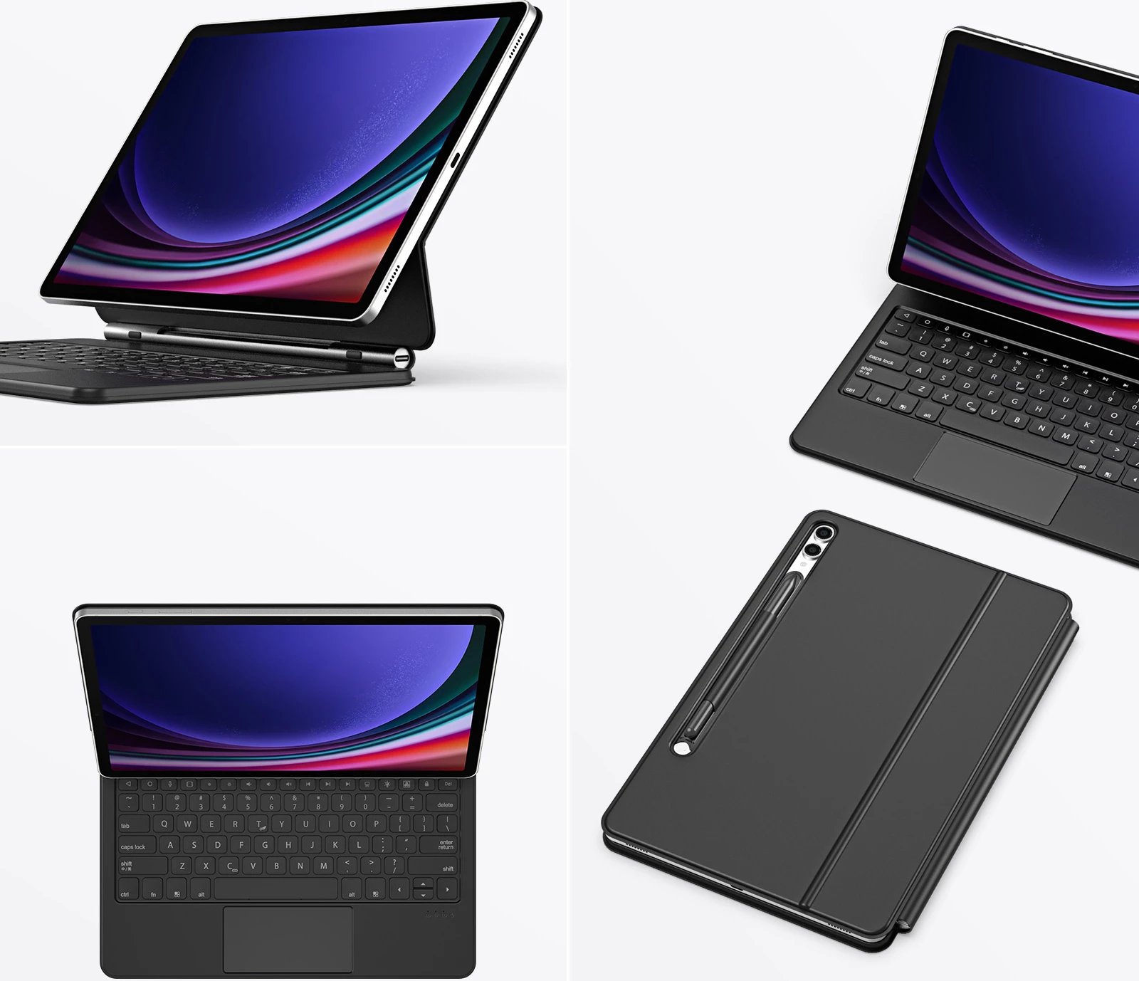 Mbështjellës me tastierë Bluetooth Dux Ducis MK Series për Samsung Galaxy Tab S9+, S8+, S7+, i zi