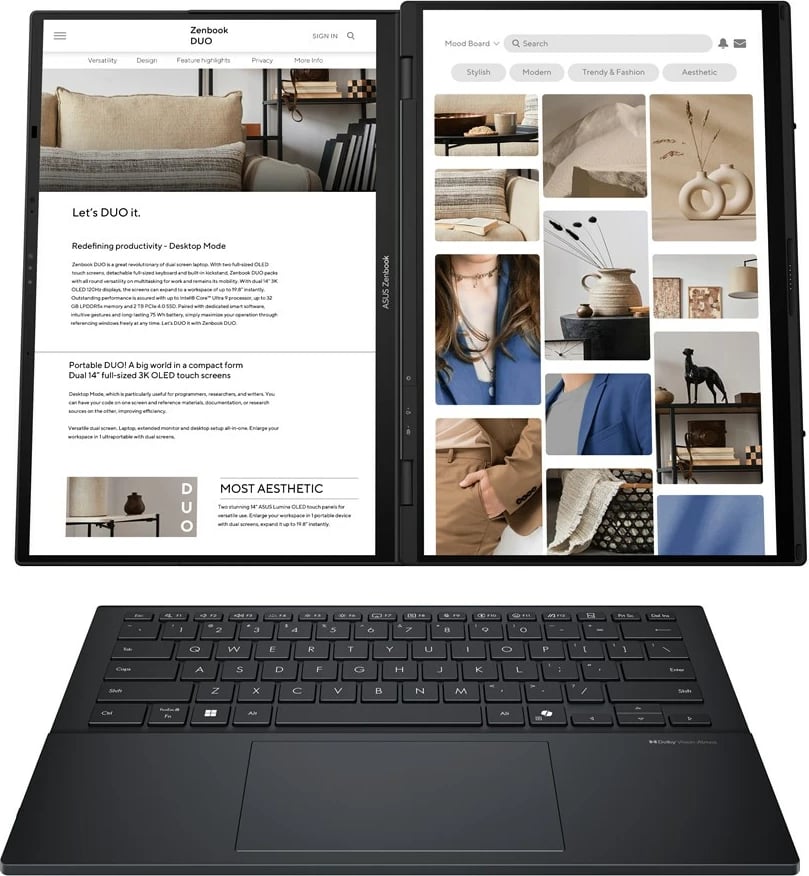 Laptop ASUS Zenbook Duo UX8406CA-PZ068X, 14", Intel Core Ultra 9, 32 GB RAM, 2 TB SSD, Gri