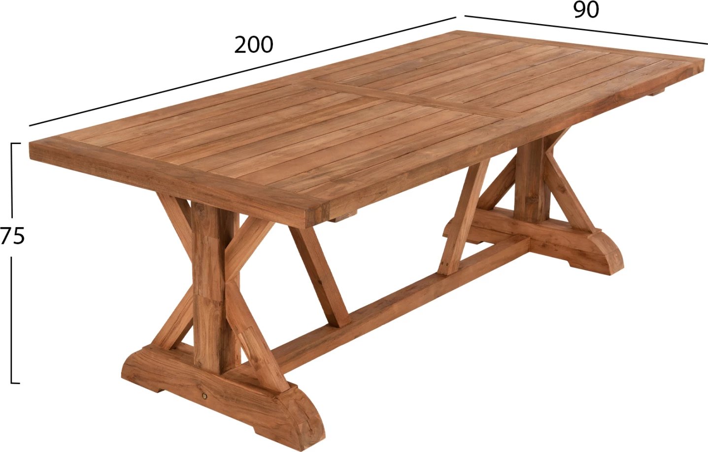 Tavolinë ngrënieje KRONOS, dru TEAK i ricikluar, ngjyrë natyrale, 200x90x75 cm