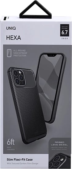 Mbështjellës UNIQ Hexa për iPhone 12 Pro Max, i zi