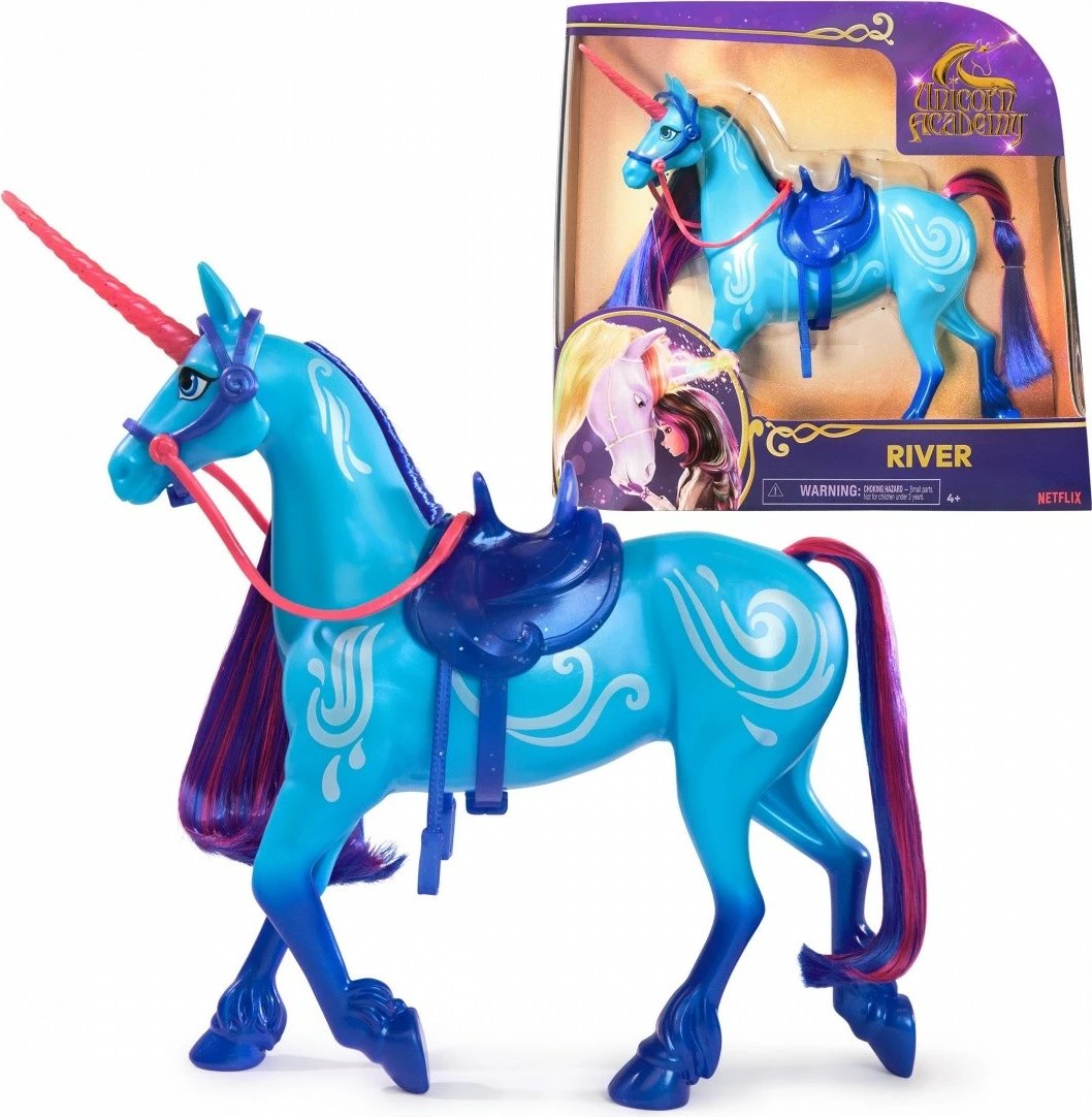 Figurinë njëbrirësh Spin Master Unicorn Academy Wirek, 27 cm, plastikë, Azure/Blue