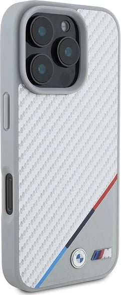 Mbështjellës BMW M Carbon Tricolor Line MagSafe për iPhone 16 Pro, Gri