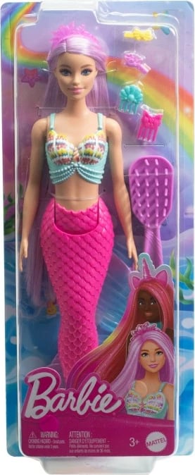 Kukull Barbie sirenë Mattel HRR00 me flokë të gjatë, rozë, me aksesorë