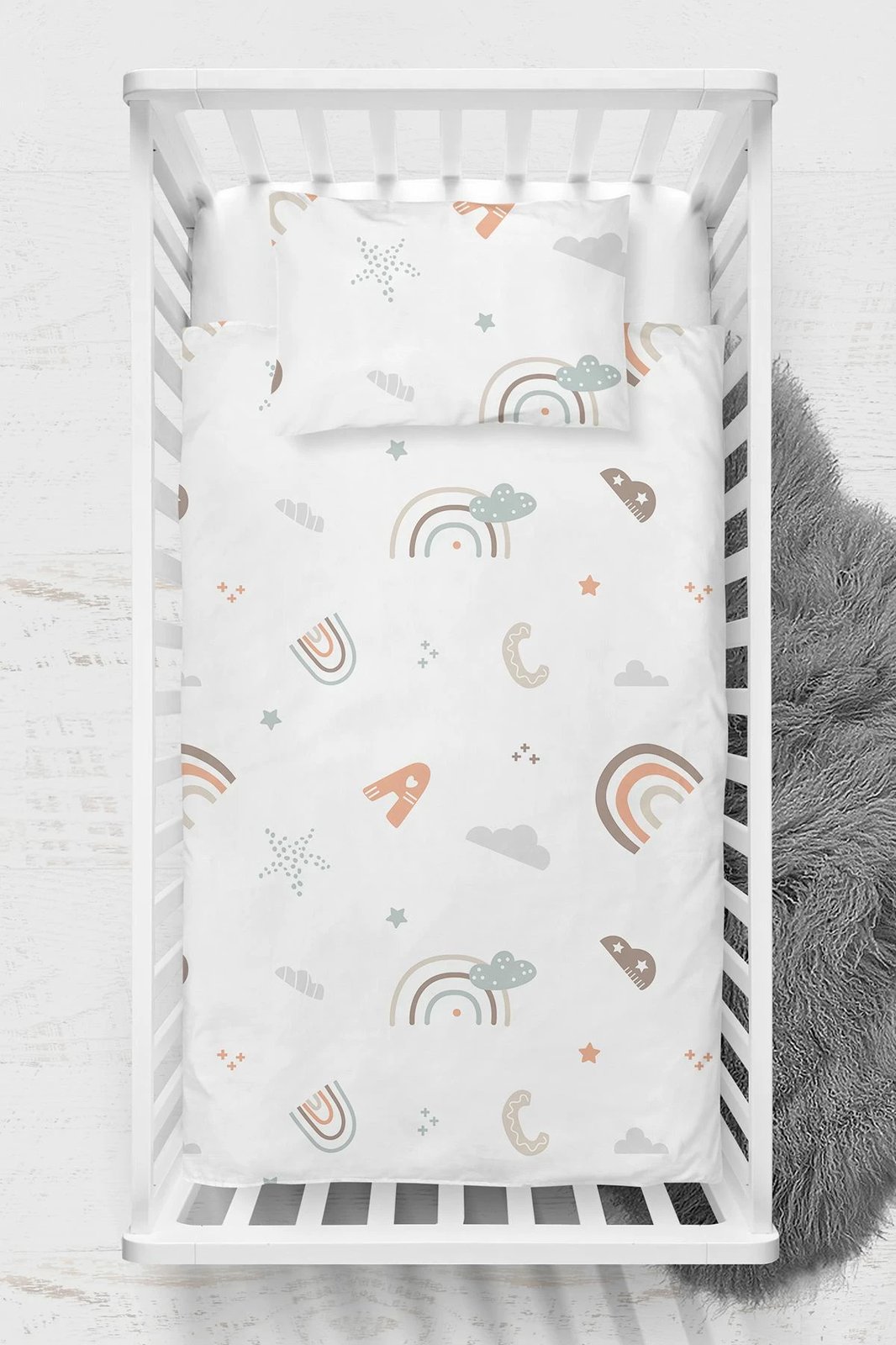 Set mbulesë për jorgan për bebe, L'essentiel, Abc, portokalli, kafe, mente