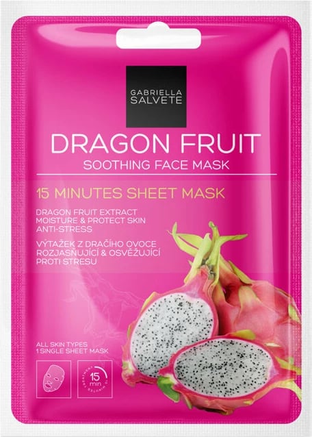 Maskë fytyre për femra Gabriella Salvete 15 Minutes Sheet Mask Dragon Fruit, 1 copë