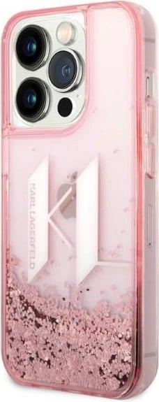 Mbështjellës Karl Lagerfeld Liquid Glitter Big KL për iPhone 14 Pro 6.1", Rozë