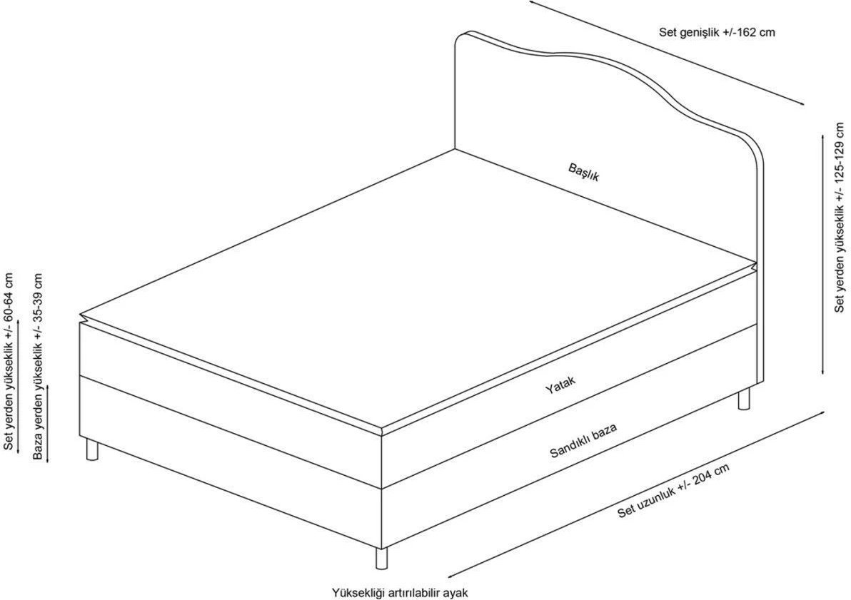 Baza e shtratit dopio me shpinore, ngjyrë antracit, Skye Decor, 140x200cm